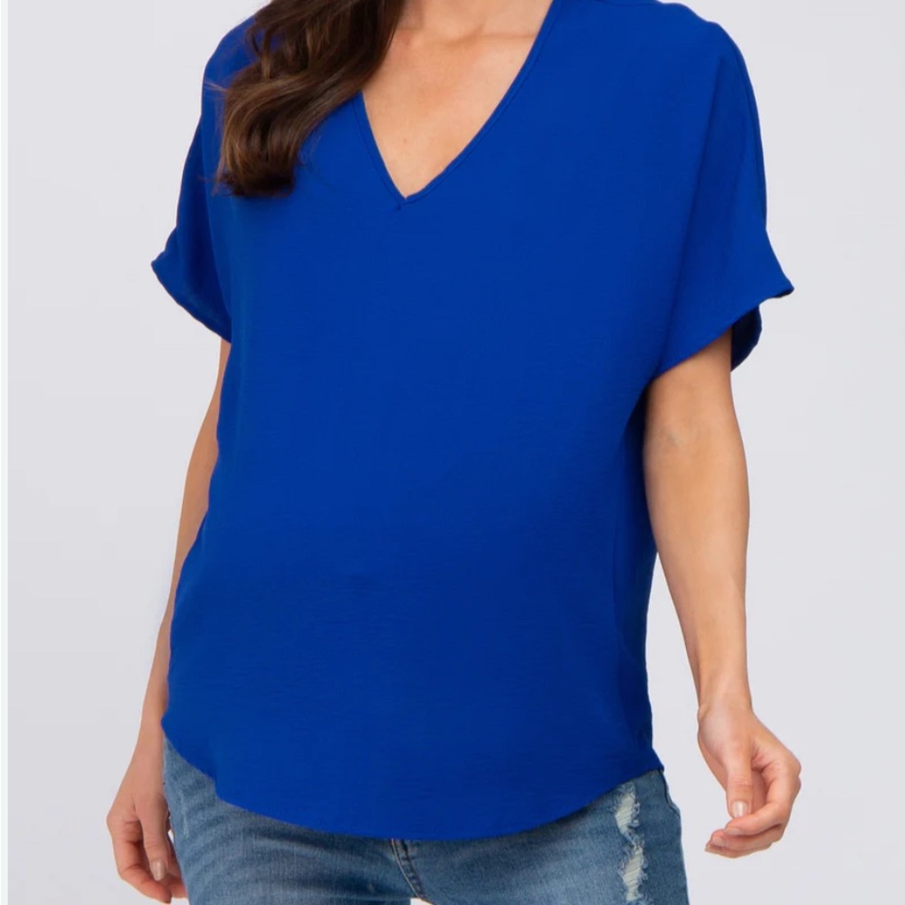 Cobalt Blue V-Neck Blouse M